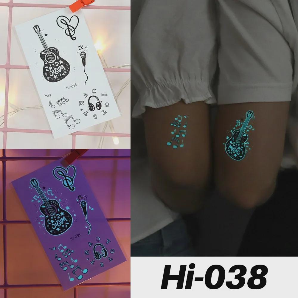 Autocollants de Tatouage Étanches Bleu Lumineux: Motifs Serpent & Papillon pour Festivals de Musique