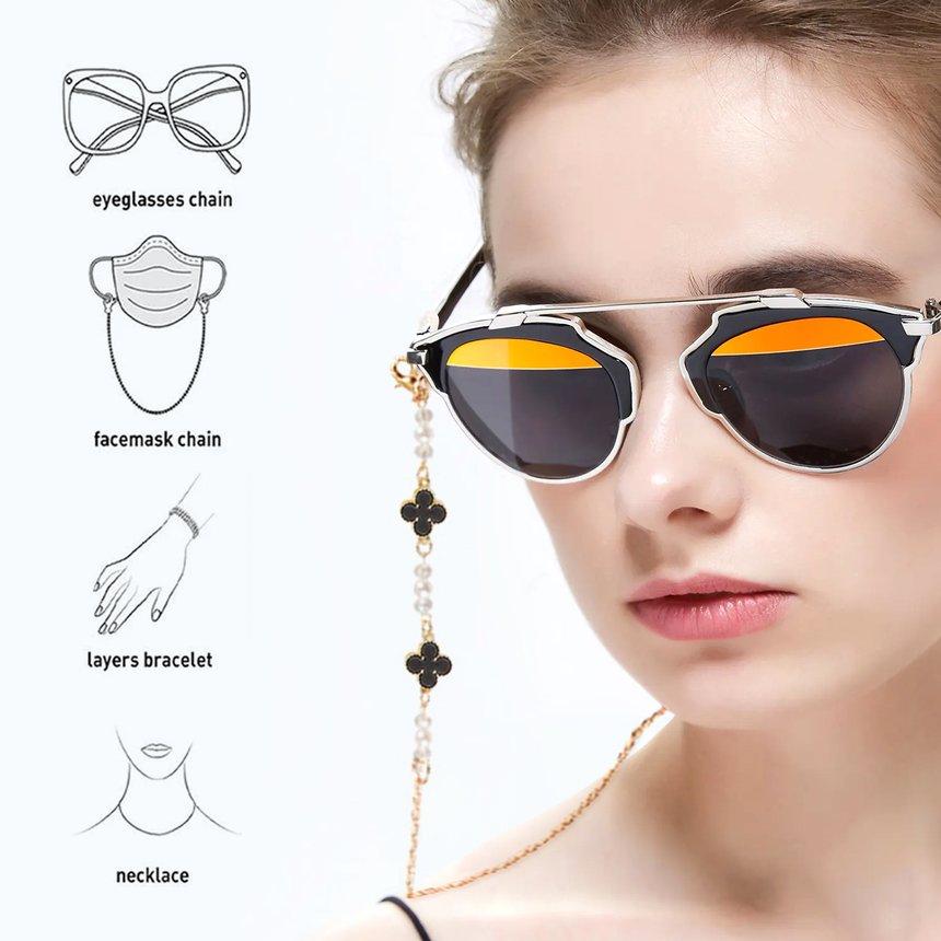Buy Pearliky 77cm Eyeglass Chains Fashion Women Pearl Fourleaf Clover