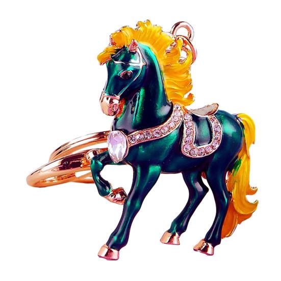 Horse Keychain Sparkling Rhinestone Keyring with Sparkling Rhinestones Inlaid Decorative Good Fortune Key Chain Holiday Accessory