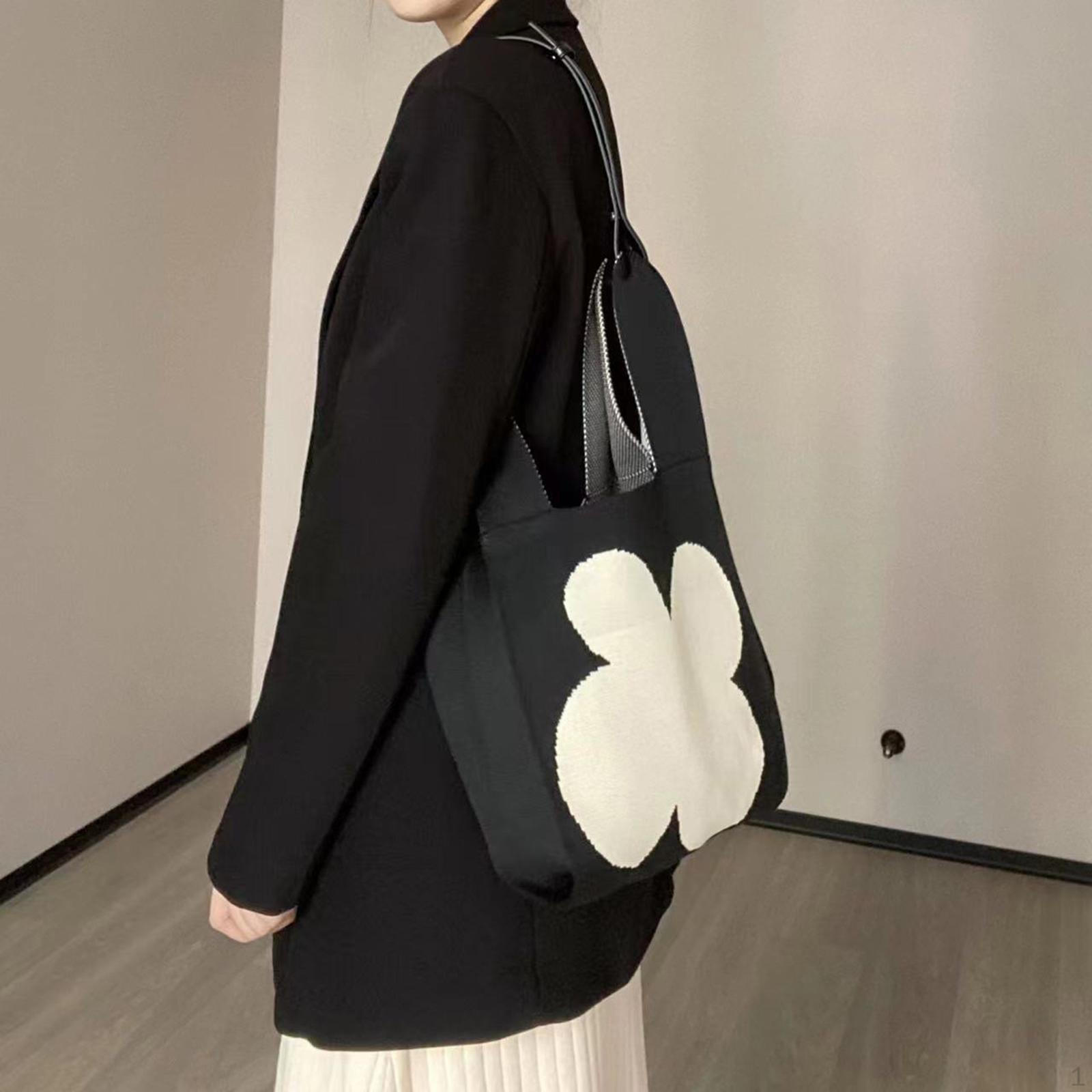 

Женская сумка через плечо Boho Tote Flower Трикотажная женская сумка для покупок Легкая белый