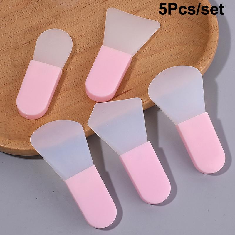 5 Stück Silikon Gesichtsmaskenpinsel Gesichts- & Augencreme Schlammmasken Applikator Schaber Gesichtsreinigungsbürsten Reise Tragbare Hautpflege Werkzeuge