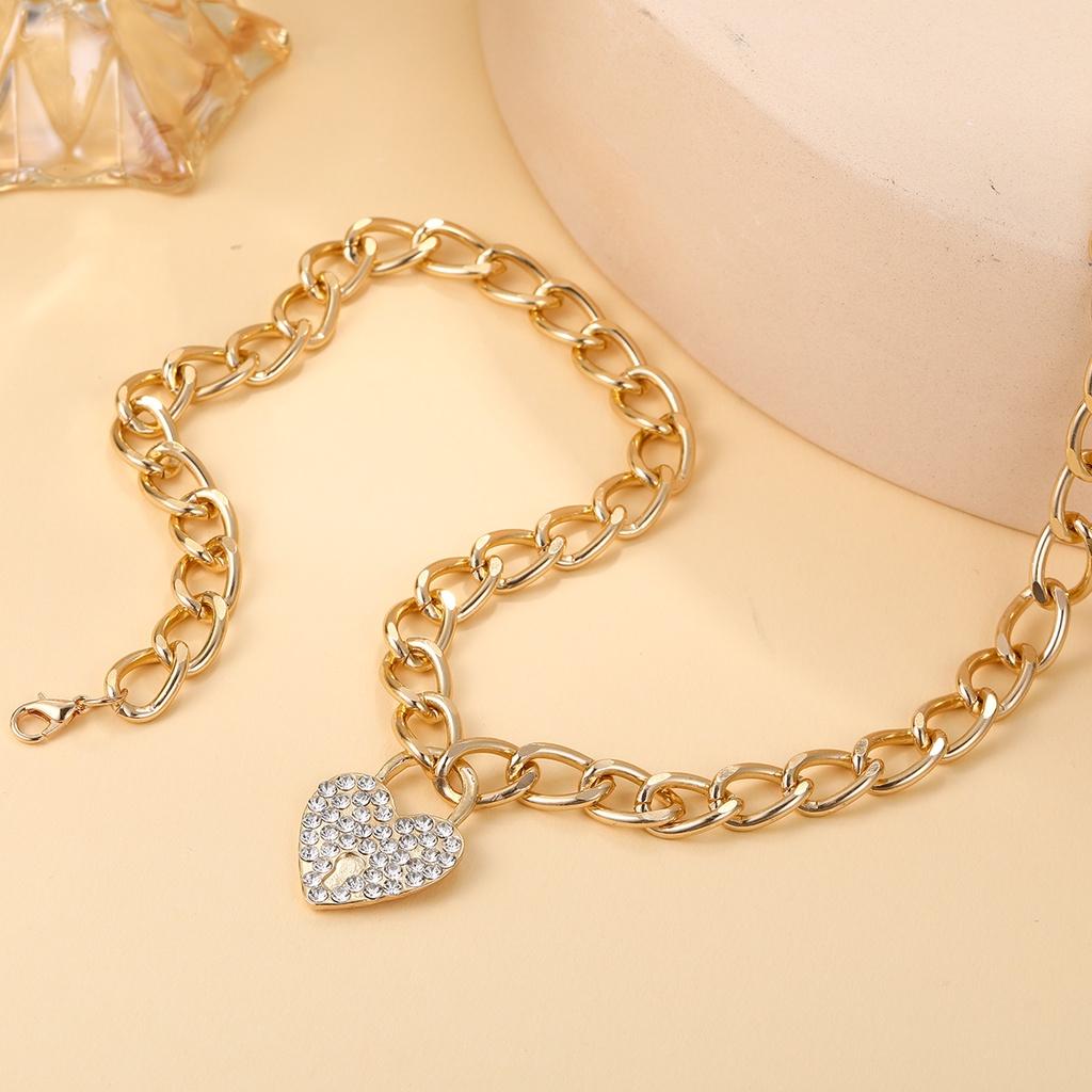 iF ME Luxury Heart Pendant Necklace for Women Crystal Gold Chain Necklaces Accessories Jewelry