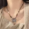 Ethnic Style Butterfly Camellia Flower Necklaces Vintage Long Sweater Chain For Women Girls Exquisite Necklace Jewelry Gifts