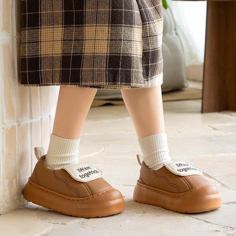 Fashion Soft Thick Bottom Cotton Indoor Slippers Women 2025 Winter Cute Round Toe Non Slip Home Slippers Warm Plush Slip On Casual Shoes