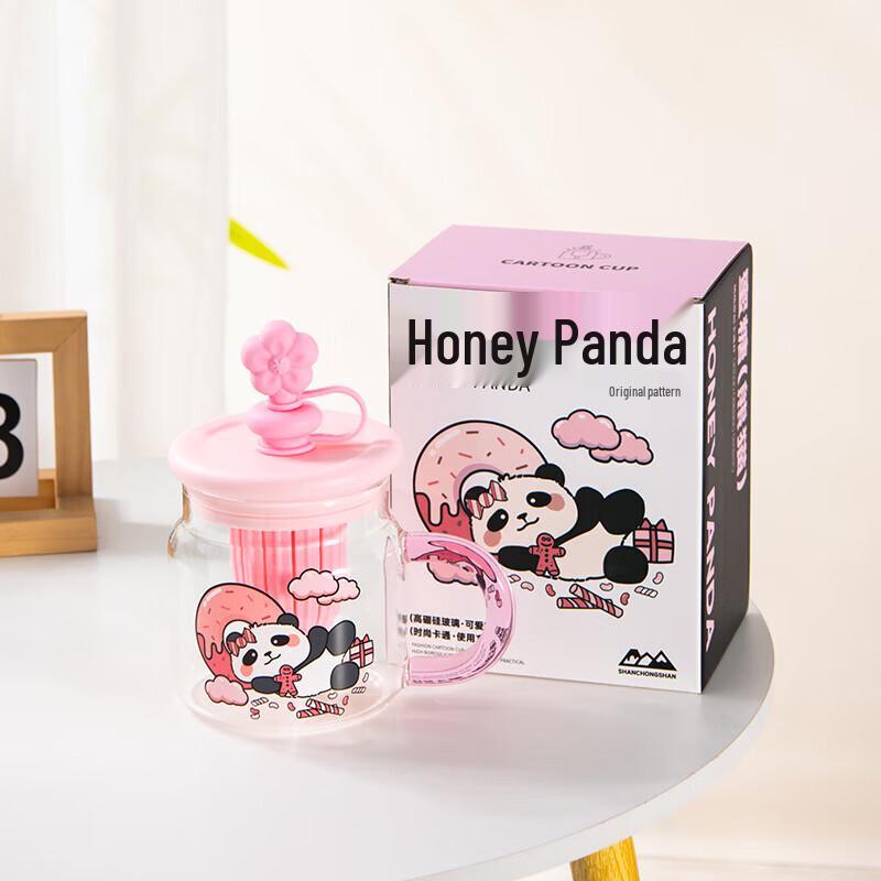 Honey Panda High-Temp Glass Straw Mug