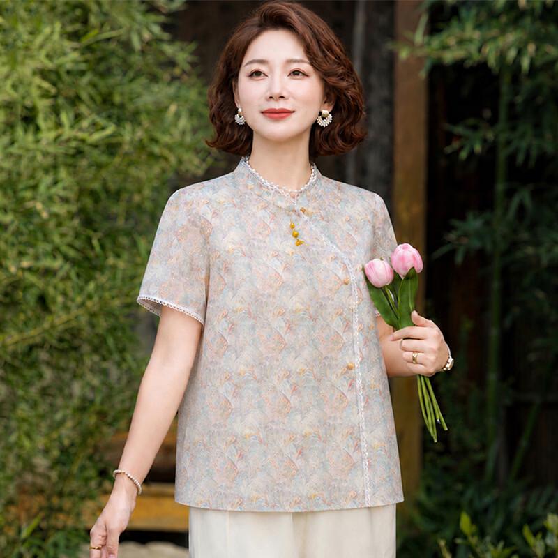 Elegant New Chinese Style Women's Summer Breathable Short-Sleeve Blouse