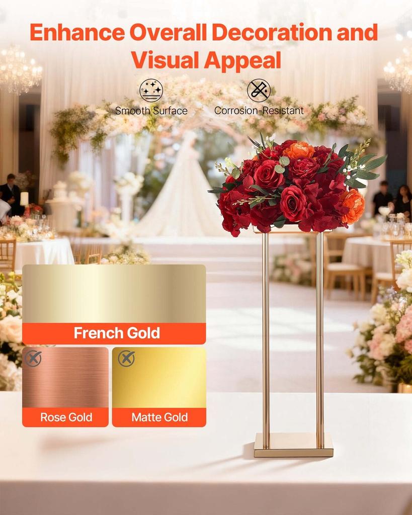 Wedding Flower Stand, 10PCS 60cm Column Flower Stand, Floral Stands with Metal Laminate, Cylindrical Cubic Floral Display Rack for Wedding, Party,