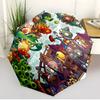 Plants VS Zombies Print Automatic Open Close Umbrella, Portable Foldable Umbrella, for Outdoor Commute Camping Trip, Ideal Birthday Gift