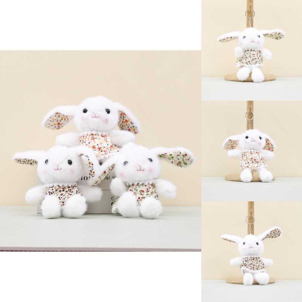 Charming Short Plush Rabbit Keychain Accessory In Lovely Floral Designs Perfect For Bags