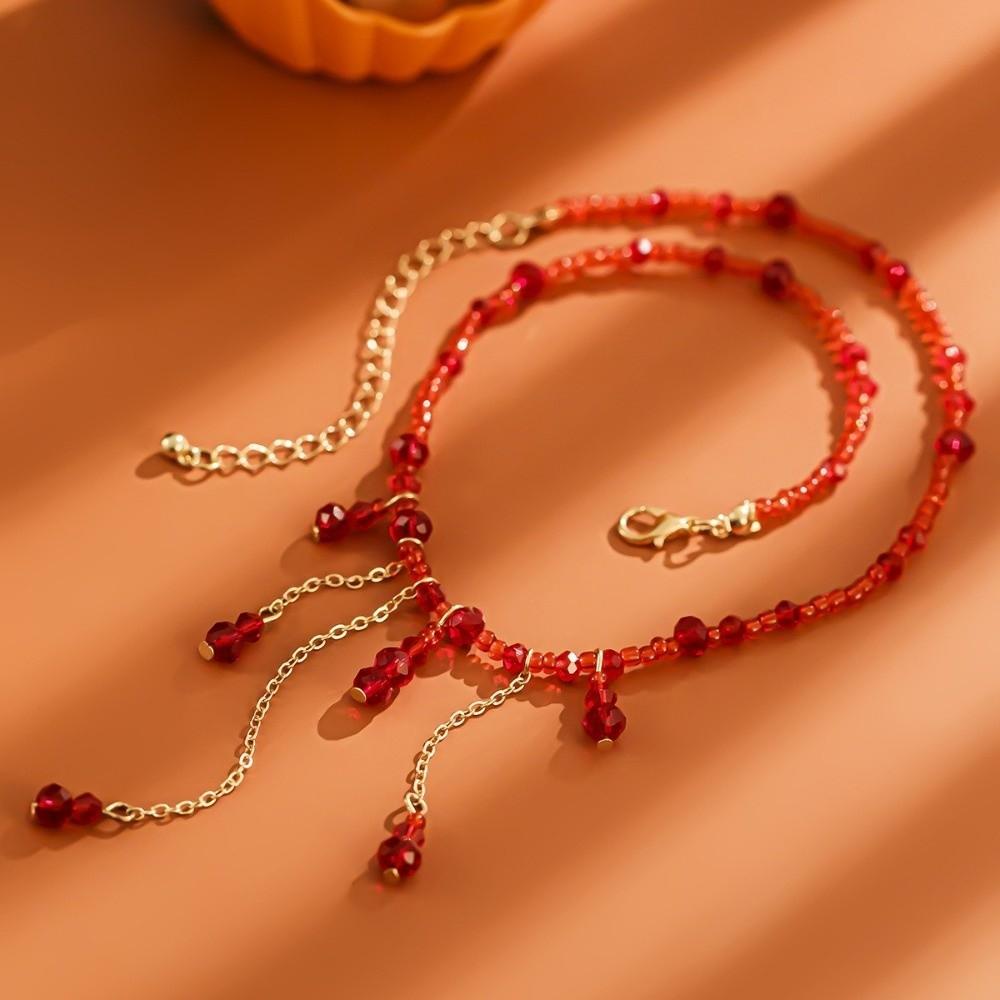 Collar de Gota de Sangre Roja Gótico Halloween Gargantilla Punk Cadena para Clavícula Halloween Fiesta