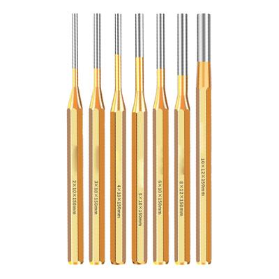 1/7pcs 2-10mm Brass Punch Roll Pin Punch Tool Remover Heavy Duty Chisel Cone Punch For Machinery Maintenance Industrial Task