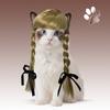Pet Cosplay Wig Cute Dogs Double Braids with Bows Adjustable Elastic Band Cat Hairpiece for Halloween Christmas Parties Photos