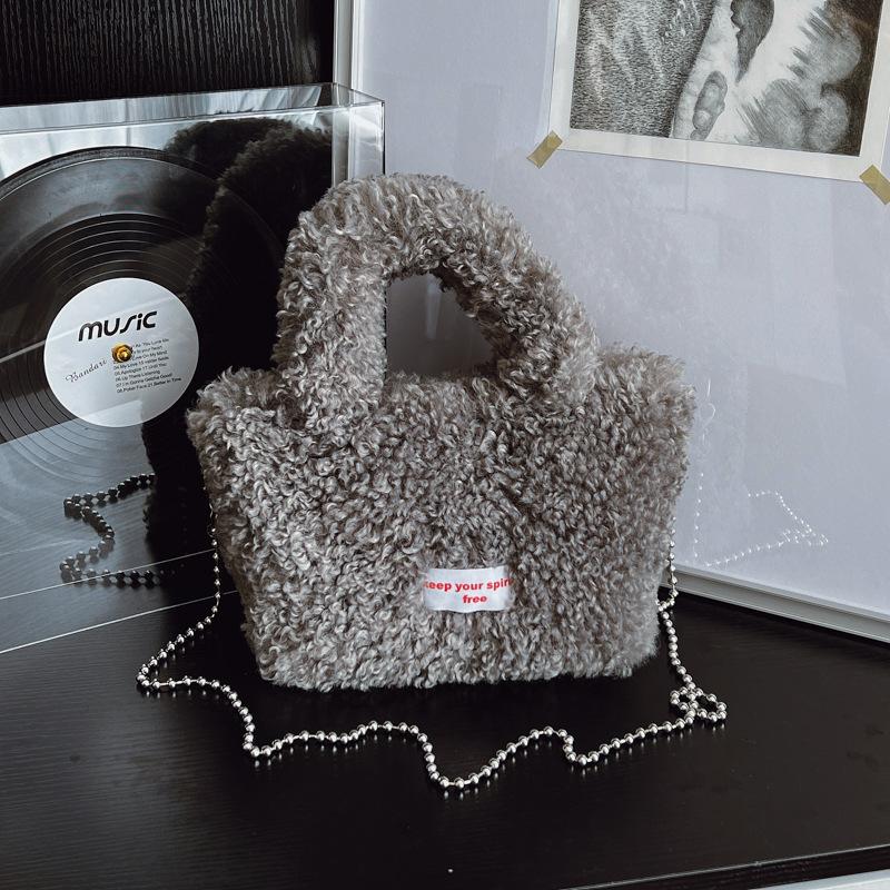 Casual Commuter Plush Crossbody Bag  Cute Korean Handbag Autumn And Winter Bucket Bag For Women Birthday Gifts