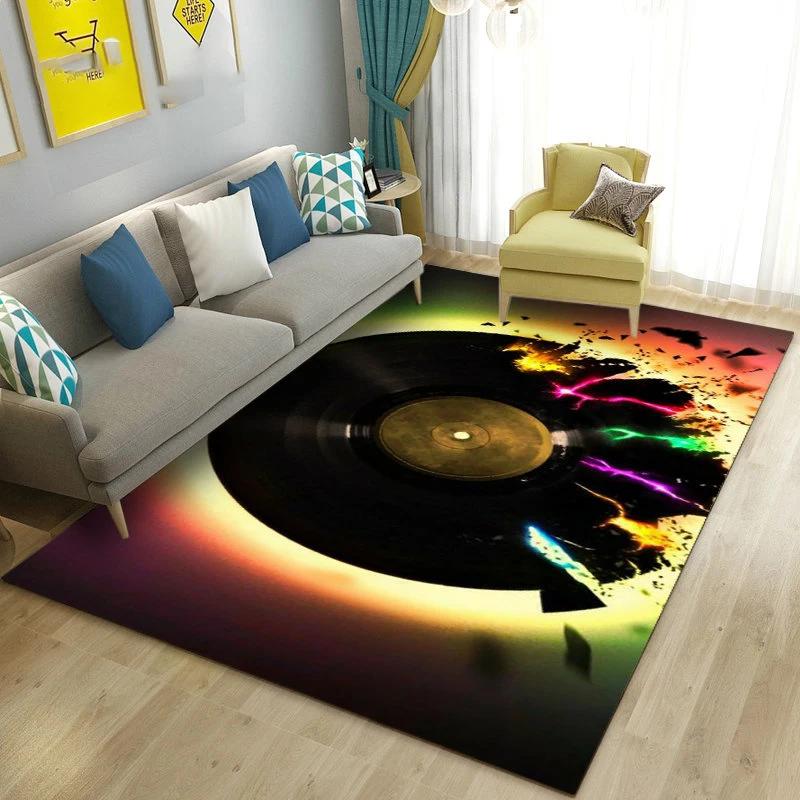 3D Vintage Classical Music Vinyl Record Area Rug Carpet Living Room Decor Bedroom Sofa Carpets Bedside Non-slip Mat Doormat