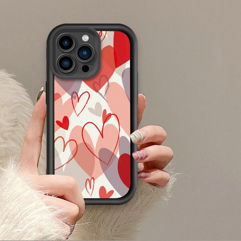 Heart Shape of Love Printed Fashion Case Flexible Soft Silicone TPU Shell Full Back Cover for iPhone Samsung