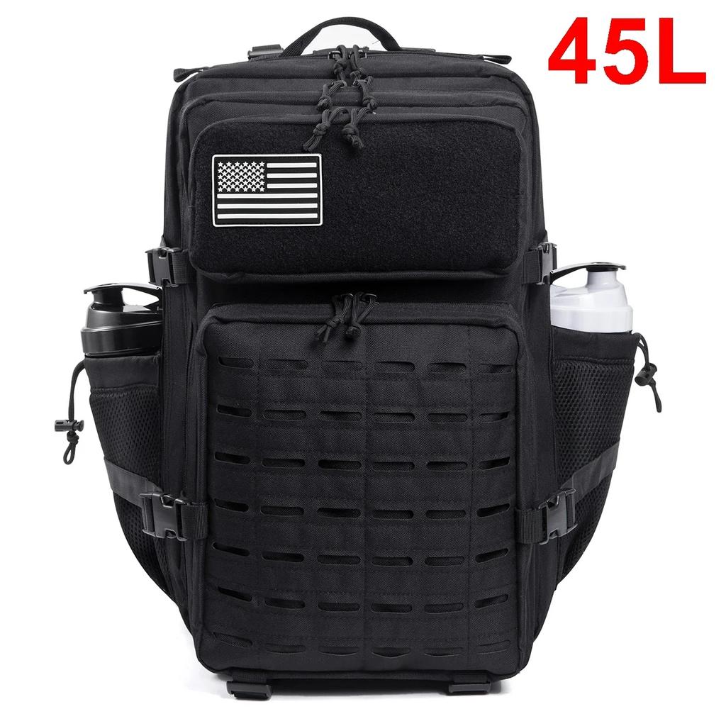25/45L Women/men Backpack for Tactical Laser Cut Molle Heavy Duty Backpack School Bag Gym Rucksack Treeking with Dual Cup Holder