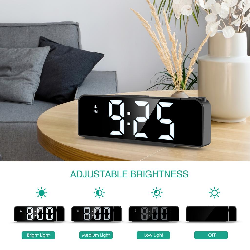 ORIA Projection Alarm Clock Newest Alarm Clock Bedside LED Digital Clock with Temperature Display Clock for Bedroom Living Room