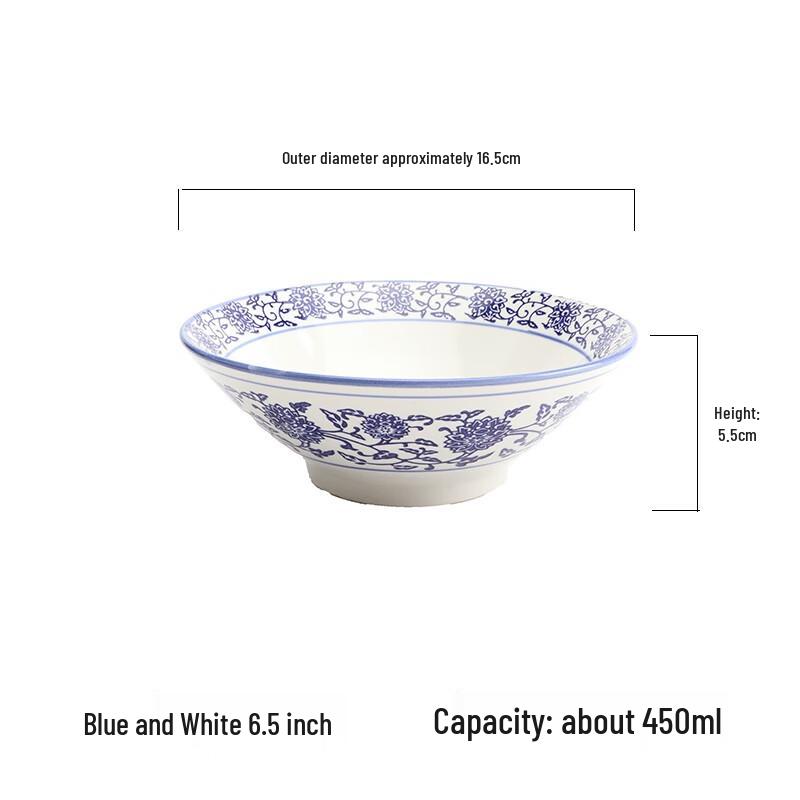 Blue and White Ceramic Noodle Bowl