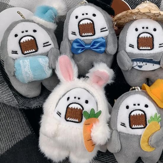 Plush Doll Pendant Multifunctional Anti-deform Various Styles Grumpy Shark Doll Keychain for Adults