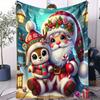 Christmas Flannel Blanket Santa Penguins Snowmen Gingerbread Men Bedroom Throws Sofa Leisure Holiday Decor Blankets Family Kids