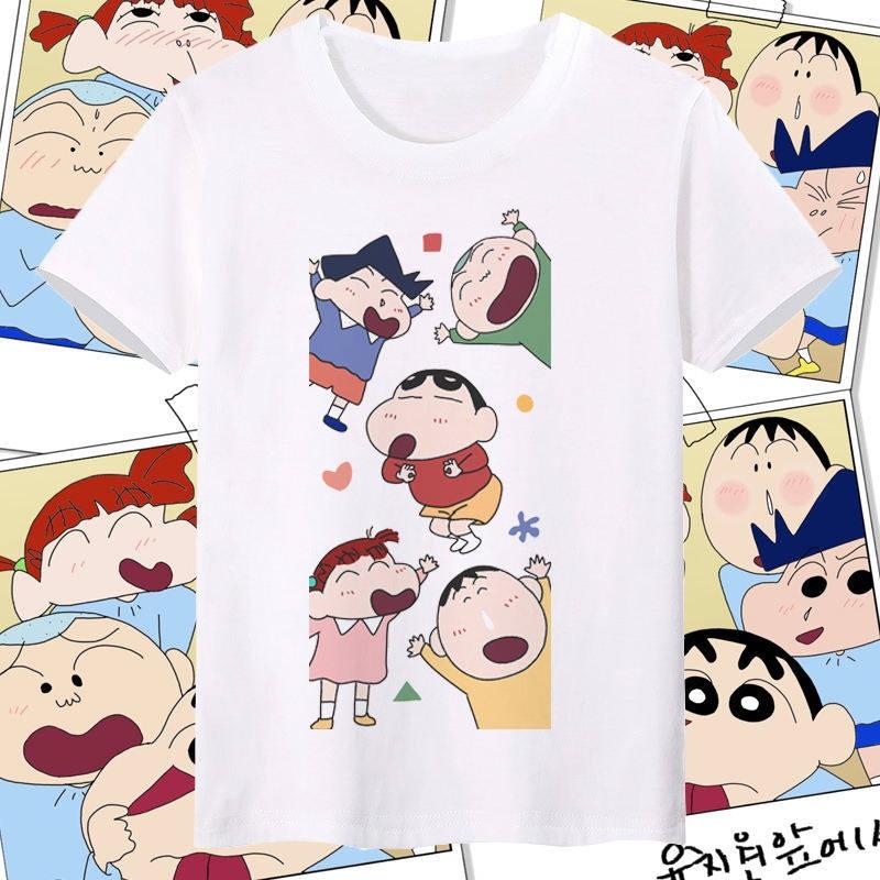 Crayon Shin Chan All Characters Print T Shirt Unisex Women Cute Cartoon Casual Short Sleeve Anime Tee Top
