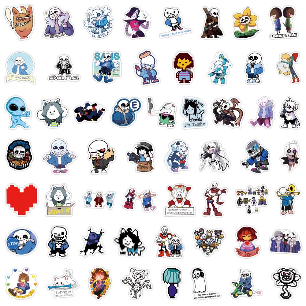 Undertale Cartoon Stickers: 55-110 Waterproof Decals for Suitcases, Cups, & Computers