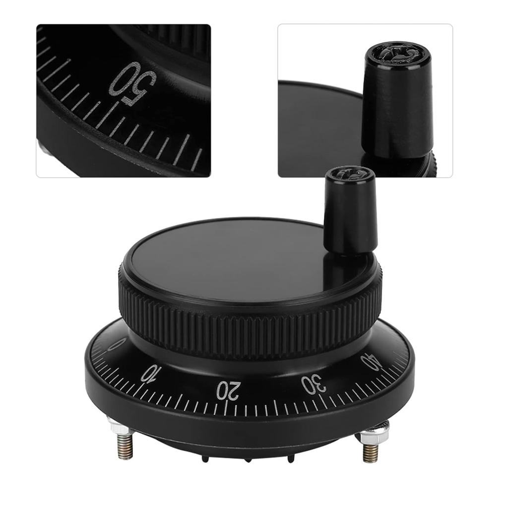 5V 60MM Hand Wheel Pulse Encoder Mill Router Manual Control Aviation Aluminum Rotary Knob Encoder for CNC System (Black)