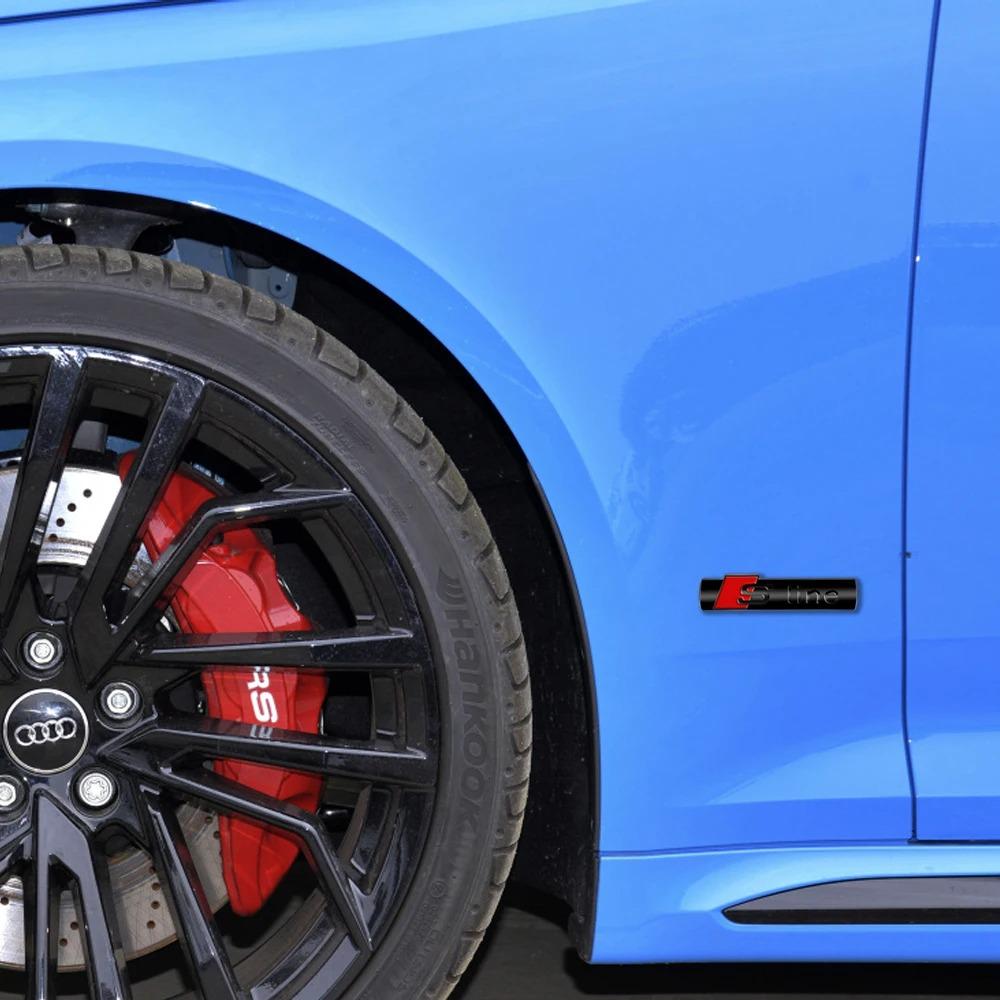 2 stk 3D Metal S Line Logo Emblemer Mærker Klistermærker Til Audi A3 A4 A5 A6 Q3 Q5 Q7 TT RS Bil Side Skærm Bagklap Dekoration Tilbehør
