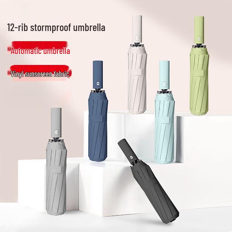 Automatic 12-Rib Windproof UV Protection Umbrella