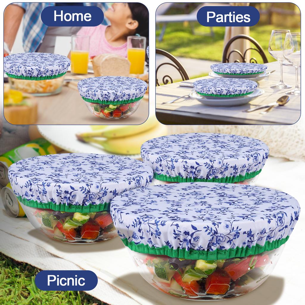 3Pcs Bowl Covers Cotton Cloth Dish Kitchen Fresh-Keeping Elastic Food Wrap Bowl Covers Storage Container Reusable