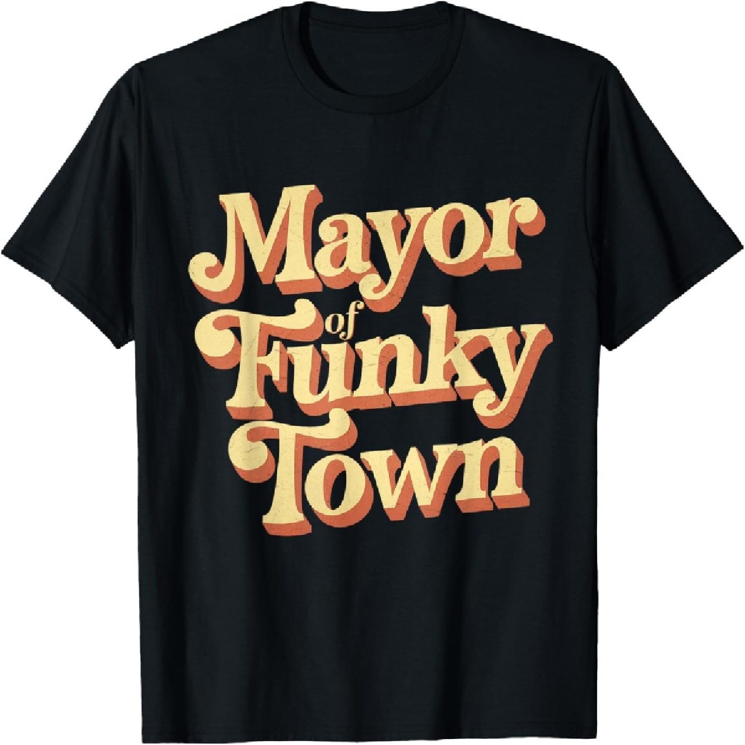 

Retro Mayor Of Funky Town Funny Vintage 70 sParty T-Shirt XXXXXL чорний