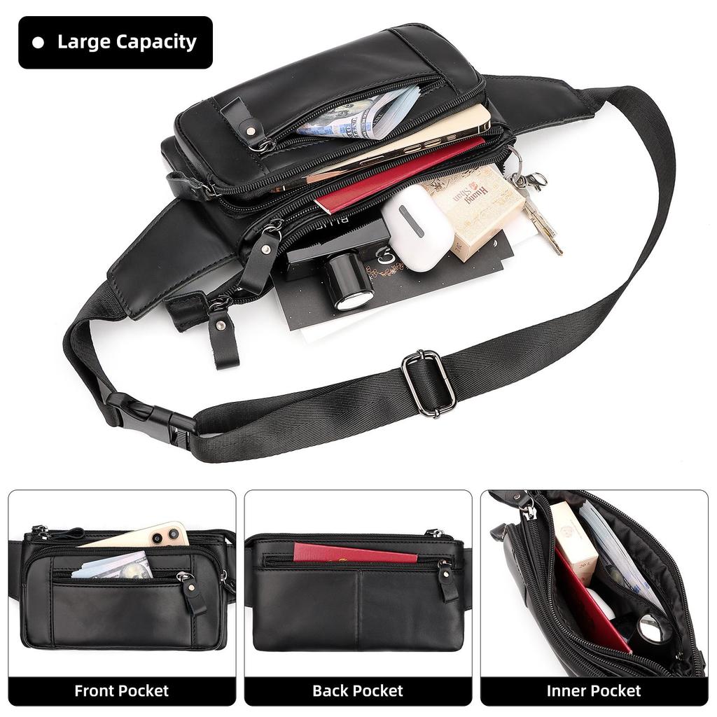 Humerpaul Famosa marca de moda para hombres, riñoneras de cuero genuino, organizador, bolsa de viaje para el pecho, cinturón de cintura, riñonera pequeña para teléfono móvil