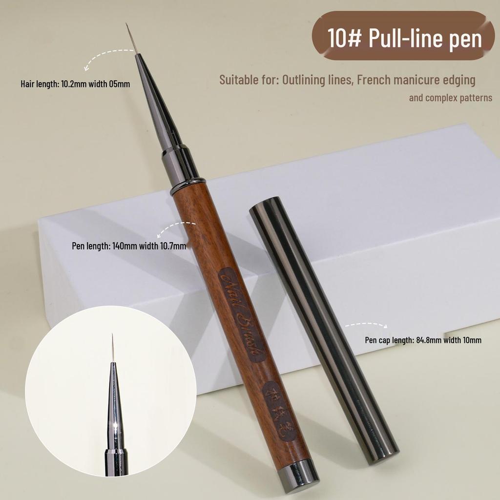 Sandalwood Nail Art Gel Pen Set: Round & Flat Tips for Painting, Drawing, and French Designs