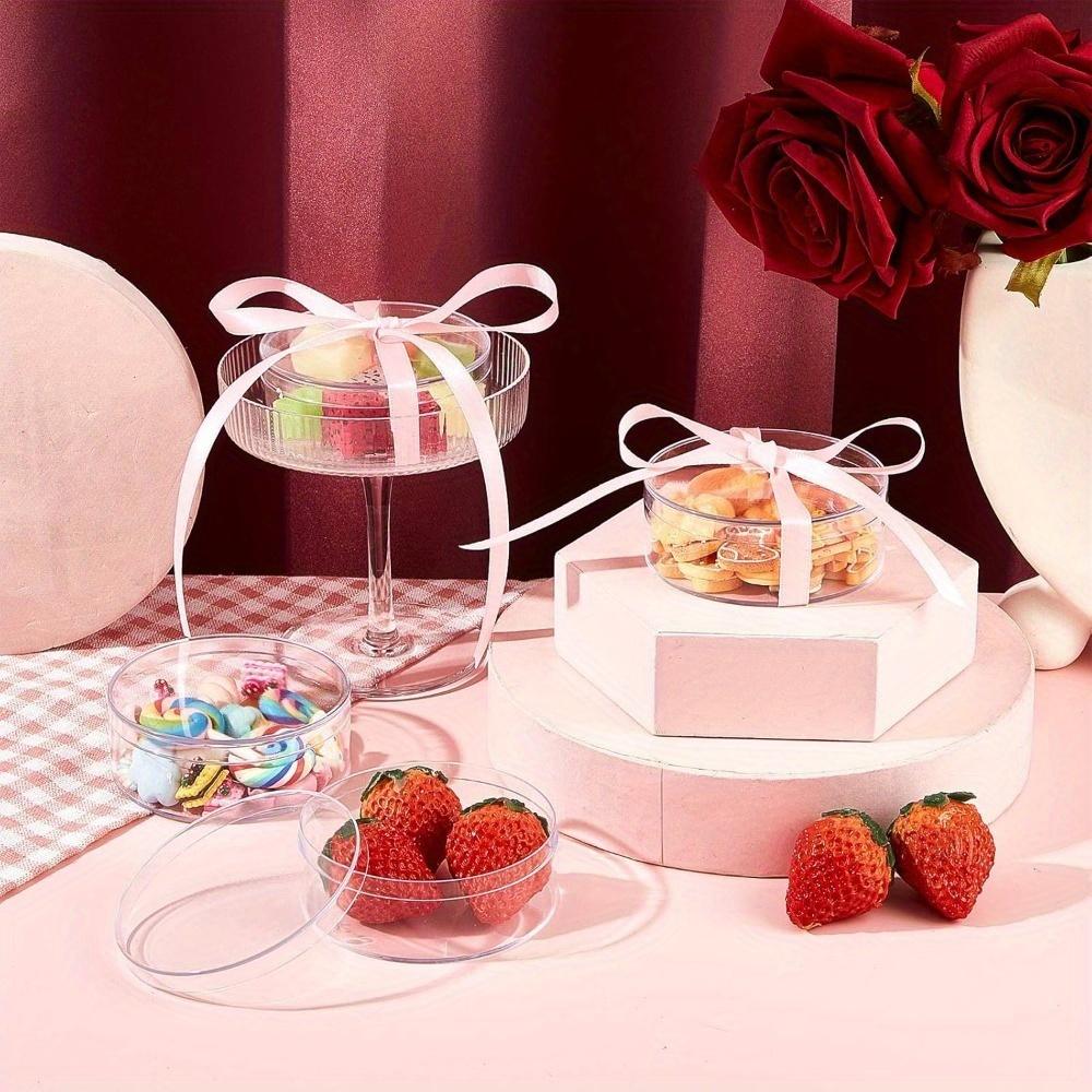 18pcs Clear Acrylic Round Storage Boxes Flip-Top Lids 8cm Jewelry Organizer Containers Wedding Favors Party Treats Beads Crafts