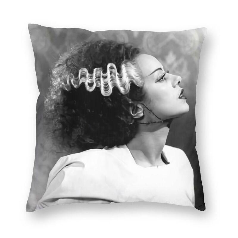 Bride Of Frankenstein Nordic Throw Pillow Covers Home Decor Science Fiction Horror Film Cushion Peach skin 18*18(CM)-1Pcs