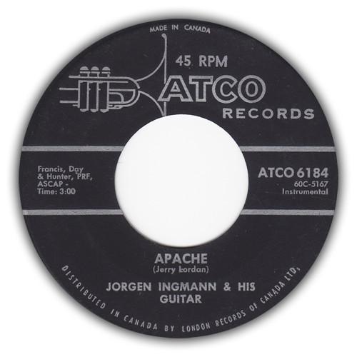 

7inch Record JORGEN INGMANN & HIS GUITAR - Apache / Echo Boogie 6184 ATCO 1961 Canada Rock Used