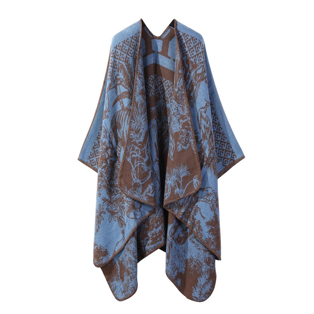 Ethnic Ink Painting Tassel Shawl Cape - Imitation Cashmere, Women's Travel Outfit