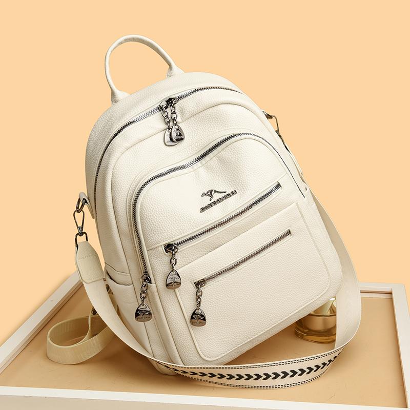 Chic PU Backpack for Women – Vintage-Style Design with Multiple Pockets and Adjustable Straps, Perfect for Daily Use and Travel