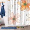 1pc Orange White Flowers Shower Curtain - Stylized Hand-Drawn Design, Polyester Bathtub Curtain with 12 Hooks, 70.8x70.8in