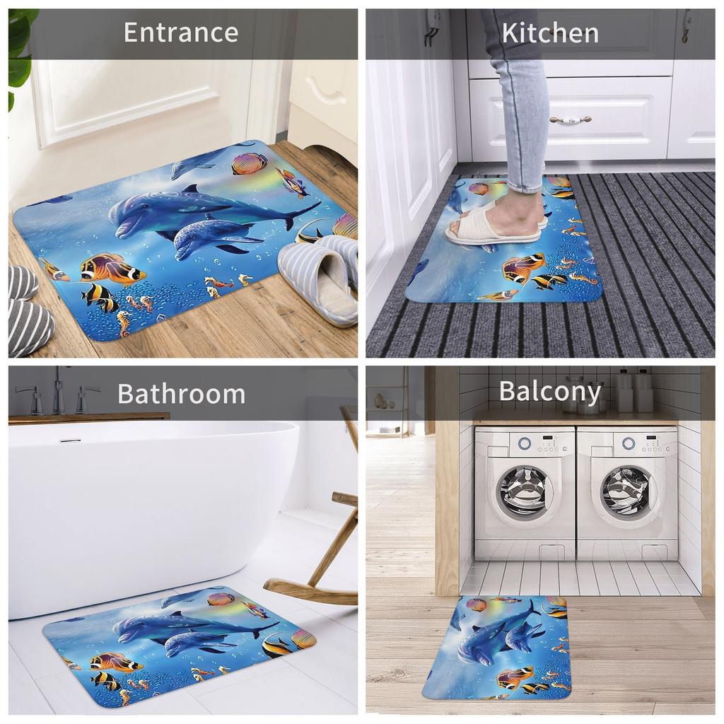 Meeresbewohner Delfin Fisch Boden Tür Küche Badezimmer Matte Rutschfest Innen Ozean Tier Fußmatte Garage Eingang Teppich Teppich