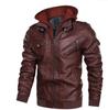 Leather retro motorcycle PU leather jacket autumn and winter removable men's hooded jacket