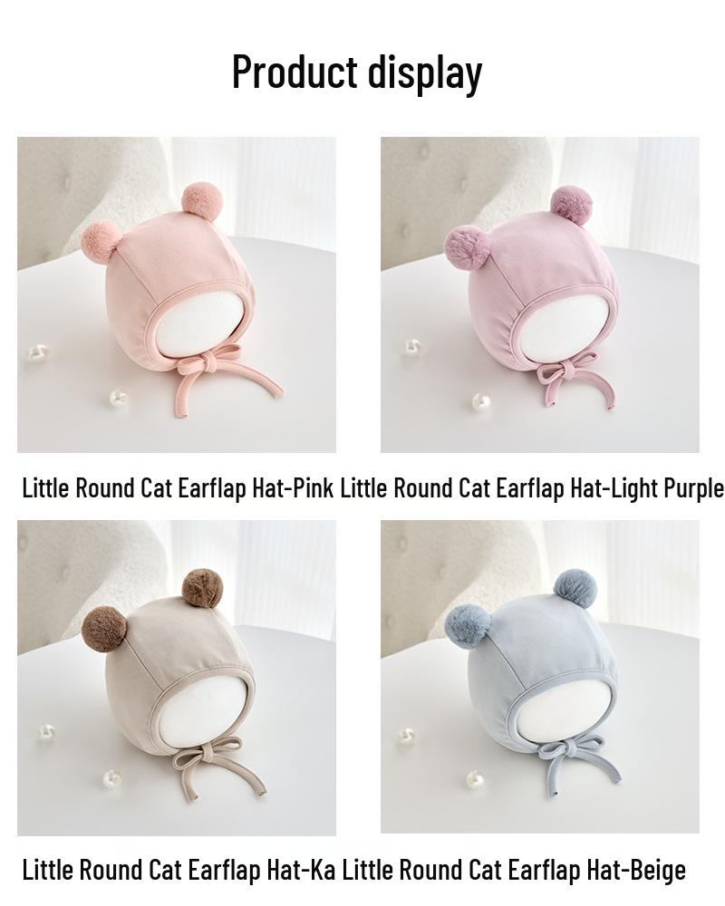 Jingqi Cute Newborn Ear Protection Tie-On Hat for Autumn and Winter.