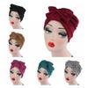 Elegant Cotton Knitted Headscarf Cap With Bow For Women In Solid Colors For Fashionable Style