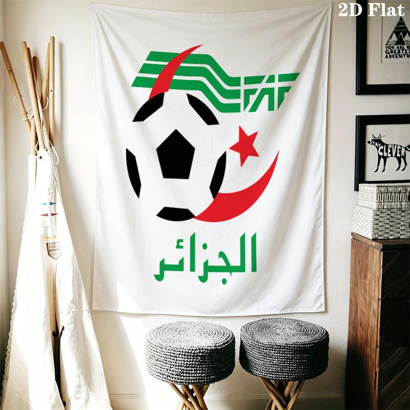 Algerian Football Wall Tapestry Aesthetic Wall Hanging Printed Fabric Blanket Decorative Tapestries for Bedroom Living Room Home Decor