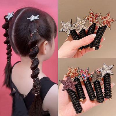 Hair Rope Shiny Rhinestones Star Butterfly Heart Decor Hairband Spiral Hair Rings