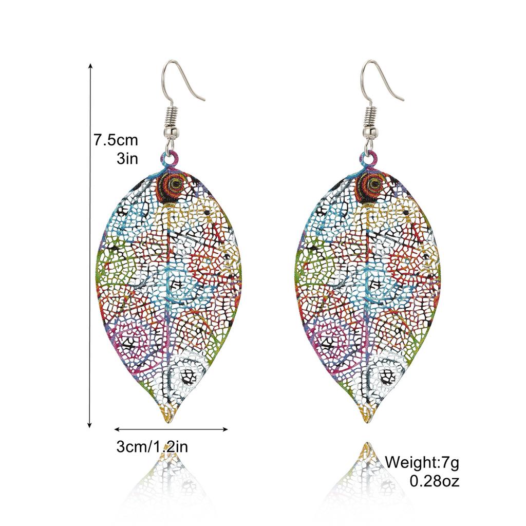 Earrings Leaf Earrings Gold Simple Double Layer Hollowed Out Leaf Earrings Vintage Double Layer Teardrop Straw Large Circle Women's Earrings