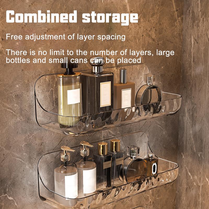 Badrumssmink Organizer Ingen borrning Kökshylla Badrumshylla Tillbehör Toalett Schampo Dusch Förvaring Vägghängt ställ