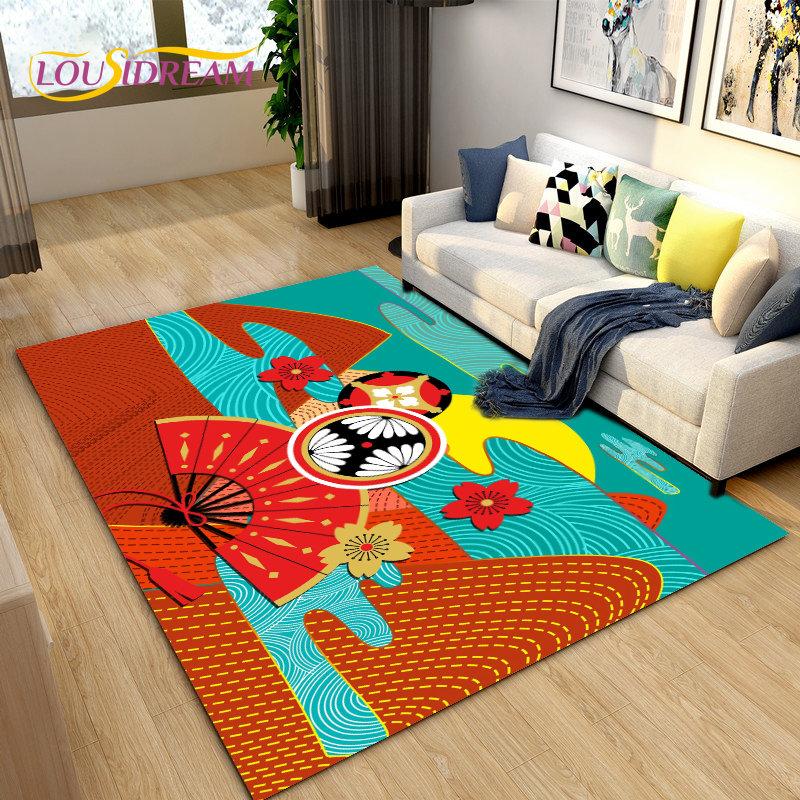 3D Classical Chinese Style Area Rug Large,Carpet Rug for Living Bedroom Sofa Doormat Decoration,Children Play Non-slip Floor Mat