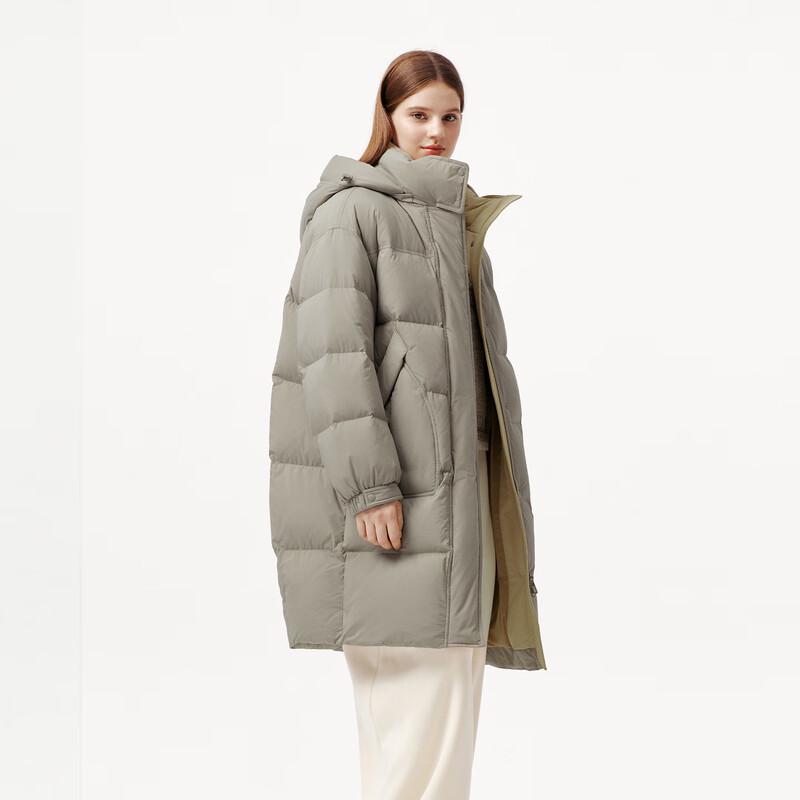 Tanboer Women's Mid-Length Detachable Hood Down Jacket
