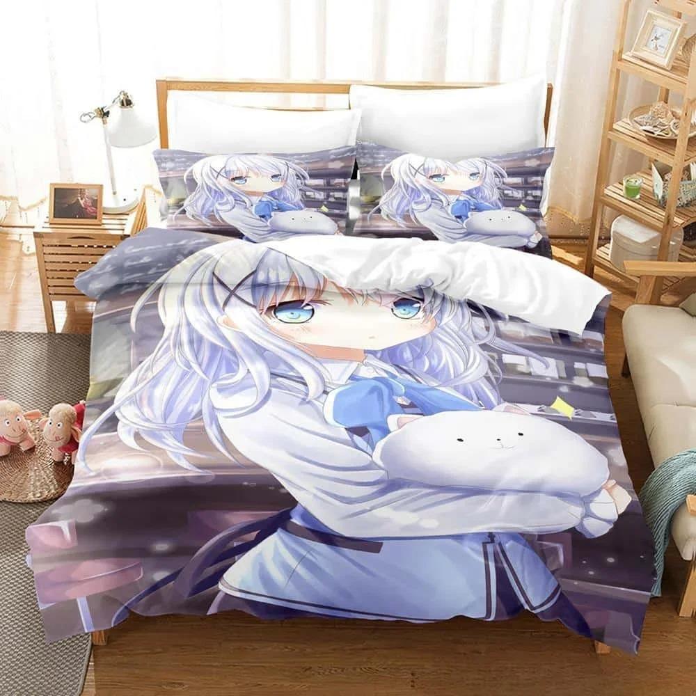 

3D Print Anime Is the order a rabbit Bedding Set Single Twin Full Queen King Size Bed Set Adult Kid Bedroom Duvet cover Sets 70x133cm 2pcs